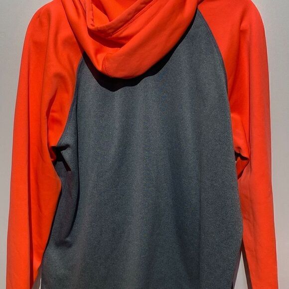 Nike Therma-Fit Women's Just Do it Color Block Gray/Orange Hoodie Sweatshirt XL - Picture 7 of 9
